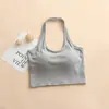 Nuevo Estilo Primavera y Verano Sujetador Deportivo de Cuello Halter con Almohadillas en el Pecho, Hermoso Diseño en la Espalda, Corte Ajustado, Adecuado para Ropa Exterior, Camiseta Deportiva de Tirantes Integrada para Yoga para Mujer