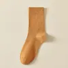 Calcetines de Algodón Puro para Mujer, Calcetines de Media Pantorrilla para Otoño e Invierno, 10A Antibacterianos, Sin Costuras, Absorbentes de Sudor, Transpirables, Calcetines de Negocios Zhuji, Calcetines para Mujer Anti-Pilling