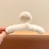 Pinza de pelo grande, voluminosa, de felpa floral para mujer, otoño/invierno, estilo de alta gama, pinza de pelo de lazo, nuevo clip de tiburón estilo coreano