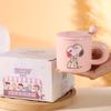 Taza de Snoopy para Niñas con Tapa, Taza de Café para Uso en Casa, Taza Cerámica para Parejas, Taza Creativa de Agua para Niños, Porcelana Blanca