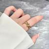 Anillo de Malla Tejida Dorado de Celebridad de Internet de Moda Anillo para Dedo Índice de Chica Estilo Frío Retro Lujo Ligero Accesorios