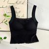 Camisola de encaje con espalda descubierta y sin costuras para mujer, ropa interior y exterior, sin aros de acero, copa semifija, base de copa, cuello cuadrado, hombros anchos.