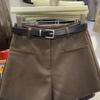 Pantalones Cortos de Lana para Mujer para Personas Bajas, Pantalones de Bota Grises de Cintura Alta para Otoño e Invierno 2025, Pantalones de Pierna Ancha Línea A con Aspecto Versátil Adelgazante