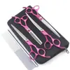 Set de Tijeras de Mango de Color de 7.0 pulgadas con Mango Dividido, Set de 4 Tijeras para Aseo de Mascotas, Set de Tijeras Rectas