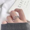Anillo Retro de Plata Tailandesa Antigua Estilo Coreano Malla Trenzada Moderno Plata Lisa Plateada Anillo Abierto para Hombres y Mujeres Venta al por Mayor