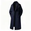 Abrigo de Lana de Moda Otoño/Invierno 2026 para Hombre, Estilo Coreano Ajustado Estilo Británico Doble Botonadura Abrigo Largo de Lana