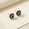 Pendientes Pequeños Circulares en Espiral con Goteo de Aceite de Diablo Estilo Europeo y Americano Transfronterizo con un Diseño de Lujo Ligero, Moda Gótica y Elegantes Accesorios para Orejas