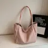 Bolsa de Pana de Color Sólido de Gran Capacidad Nueva Bolsa de Hombro de Pana para Mujer Bolso de Hombro Simple para el Trabajo Bolso de Axila de Viaje