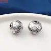 Plata de Ley Epoxy Azul Quemado Escama de Hoja Anillo Doble Colgante Accesorios de Tres Vías Retro DIY Material de Abalorios Hecho a Mano Joyería