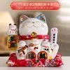 Estatueta de gato da sorte em cerâmica estilo japonês, mão acenando elétrica, tamanho grande, adequada para inaugurações de lojas, caixas registradoras, balcões de recepção, decoração de casa e como presente