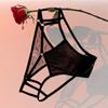 Calcinha Sexy de Renda Francesa com Tiras Finas Vazadas em Cetim de Cintura Baixa para Mulheres, Tentação Ultrafina, Transparente Cor da Pele