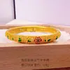 Pulsera de Filigrana Calada Esmaltada Antigua Hoja de Bambú Nueva Chinoiserie Lujo Accesible Pulsera con Patrón de Moneda de Cobre Retro Que No Se Desvanece por Mucho Tiempo
