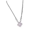 Collar Vintage de Flor de Cerezo Rosa Perla Madre Trébol de Cuatro Hojas para Mujer, Cadena Ligera de Lujo para Clavícula Regalo, Lujo de Nicho