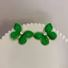 Pendientes de Mariposa Verdes Exquisitos de Diseño de Industria Pesada para Primavera y Verano Pendientes Elegantes de Personalidad Retro de Nicho para Moda Femenina