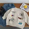 Suéter Infantil Bangcheng 2026 Outono Nova Chegada Meninos Estampa de Desenho Tricô Cardigan Meninas Bebês Elegante Roupa de Primavera e Outono