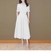 En Stock Venta al por mayor Directo de Fábrica Vestido Nuevo de Color Sólido, Nuevo de Primavera Negro Estilo Francés Vintage Elegante Vestido Largo para Mujer