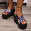 Comercio Exterior Talla Grande Sandalias y Pantuflas de Moda con Plataforma de Cuña para Mujer Verano Nuevo Color Pantuflas de Boca de Pescado para Mujer Venta al por Mayor