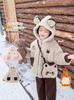 Chaqueta de terciopelo para niñas Otoño e Invierno 2025 Nueva Estilo de dibujos animados para niñas pequeñas Suéter de lana grueso abrigado para bebé Cárdigan