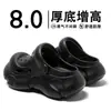 Zuecos Negros Gruesos para Mujer Rogue Rabbit que Aumentan la Altura, Estilo Coreano de Verano para Exteriores, Sandalias Cerradas para Playa para Mujeres Menudas