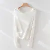 Suéter Top de Punto Tencel Lana con Cuello Oscilante para Mujer Principios de Otoño Pulóver Manga Larga Versátil Camisa Base Adelgazante