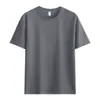 Camiseta 100% Algodão 210g Verão Novo Estilo Ombro Caído Cor Sólida Modelagem Solta Unissex Gola Redonda Manga Curta Camisa Básica Atacado