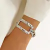 Pulseira Retangular com Pingente de Linha Geométrica Ot, Venda Quente Transfronteiriça, Corrente de Emenda da Moda, Acessório de Mão Versátil Personalizado para Mulheres