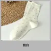 Calcetines de media pantorrilla para mujer para otoño e invierno, calcetines dulces estilo coreano para niñas, calcetines de encaje de lunares, calcetines largos versátiles estilo universitario