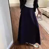 Falda Larga Casual de Color Sólido de Cintura Alta con Pliegues para Mujer, Nueva Versátil de Primavera y Otoño, Holgada, Adelgazante, Línea A