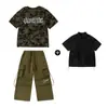 Traje de Hip-Hop para Niños, Traje de Hip-Hop Camuflado de Manga Corta para Niños, Ropa de Moda, Traje de Hip-Hop para Actuación de Niñas