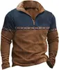 Nuevo suéter casual de moda para hombre con cremallera a la mitad, estampado digital 3D, transfronterizo europeo y americano, nuevo de comercio exterior 2024