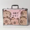 145 Caixa de Alumínio Dupla Camada Conjunto de Pintura Canetas Hidrográficas Lápis de Cor Infantis Giz de Cera Pastéis a Óleo Graffiti Presentes Material de Arte