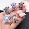 Figurinha de Animal de Resina Fofa Pingente de Urso Corrente de Celular DIY Chaveiro Acessório de Mochila