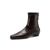 Botines Estilizadores Elegantes Cuadrados Pequeños Tacón Oculto Para Viajar Ajustados 2026 Otoño/Invierno Tacón Medio Tacón de Cuña Piel de Cordero Elástica Tobilleros Mujer