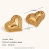Pendientes de acero inoxidable chapado en oro de 18 quilates con tres capas y borde de puntos en forma de corazón color melocotón para mujer, estilo retro, transfronterizo europeo y americano.