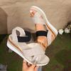 Comercio exterior transfronterizo talla grande verano cuerda de cáñamo paja suela gruesa tacón alto sandalias de punta abierta sandalias de cuña para mujer 36-43 yardas