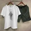 Cp Estilo Verano Retrato de Empresa Estampado Cuello Redondo Sudadera Camiseta Insignia Lente Casual Pantalones Cortos Sueltos Ins