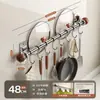 Prateleira de Armazenamento de Cozinha Montada na Parede Gancho Multifuncional Sem Perfuração Suporte para Tampas de Panela Espátula Hashi Colher Artefato de Armazenamento