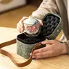 Juego de Té Kung Fu de Viaje Juego Completo Portátil para Exteriores Cerámica Un Bol Tres Tazas Bolsa Portátil para Cosméticos Logo Impreso
