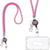 Lanyard retráctil de diamantes de imitación con hebilla de fácil extracción, clip para insignia, cuerda de red de pesca larga de lujo incrustada de diamantes, anti-pérdida, anti-robo
