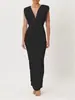 Vestido plisado de cuello en V estilo ins europeo y americano, diseño ajustado que ciñe la cintura, adelgazante, vestido de fiesta de noche transfronterizo Amazon