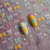 Redanco5D Embutido Ins Celebridade da Internet Desenho Animado Adesivos de Unha Laço Fofo Decalques 3D para Unhas He1784