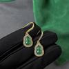 Novo estilo chinês água moyu verde calcedônia phnom penh cabaça gancho de orelha wai diamante nicho design estilo personalizado luz luxo brincos