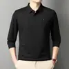 Camisa Polo de Manga Larga para Hombre, Nuevo Estilo Otoño, Lujo Ligero Casual de Negocios, Sin Costuras, Antiplanchado, Color Sólido, Camiseta con Cuello de Solapa