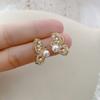 Pendientes asimétricos de mariposa y perla con microincrustaciones de diamantes, pendientes de alta gama para mujer, exquisitos y a la moda, que combinan con todo.