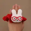 Otoño e Invierno Nuevo Lazo Rosa Conejito de Felpa Scrunchie Rayado Estilo Niña Suave Lindo Accesorio para el Cabello Venta al por Mayor