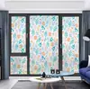 Adesivos Florais de Vidro Estilo Francês para Portas e Janelas de Banheiro e Lavabo, Película de Privacidade Floral para Vidro com Aderência Estática, Película Fosca