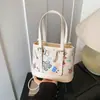 Bolsa Nueva de Mujer para Otoño e Invierno Transfronteriza Bolso de Mano con Graffiti Personalizado Bolso Tote Casual de Oso Bolso Cubo Bolso de Hombro Único Cruzado