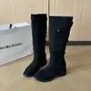 Botas de moda estilo retrô, botas longas para mulheres, modernas e únicas, bico redondo estiloso, novo salto grosso, duráveis para outono e inverno