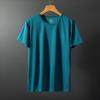 Camiseta de manga corta de malla de seda de hielo para hombre, de secado rápido, con cuello redondo elástico de verano, talla grande, para mediana edad y jóvenes, estilo nuevo y moderno.