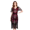 S-4Xl Novo Produto Amazon Vestido de Festa Gatsby Anos 1920 Vestido de Festa Retro com Lantejoulas e Franjas